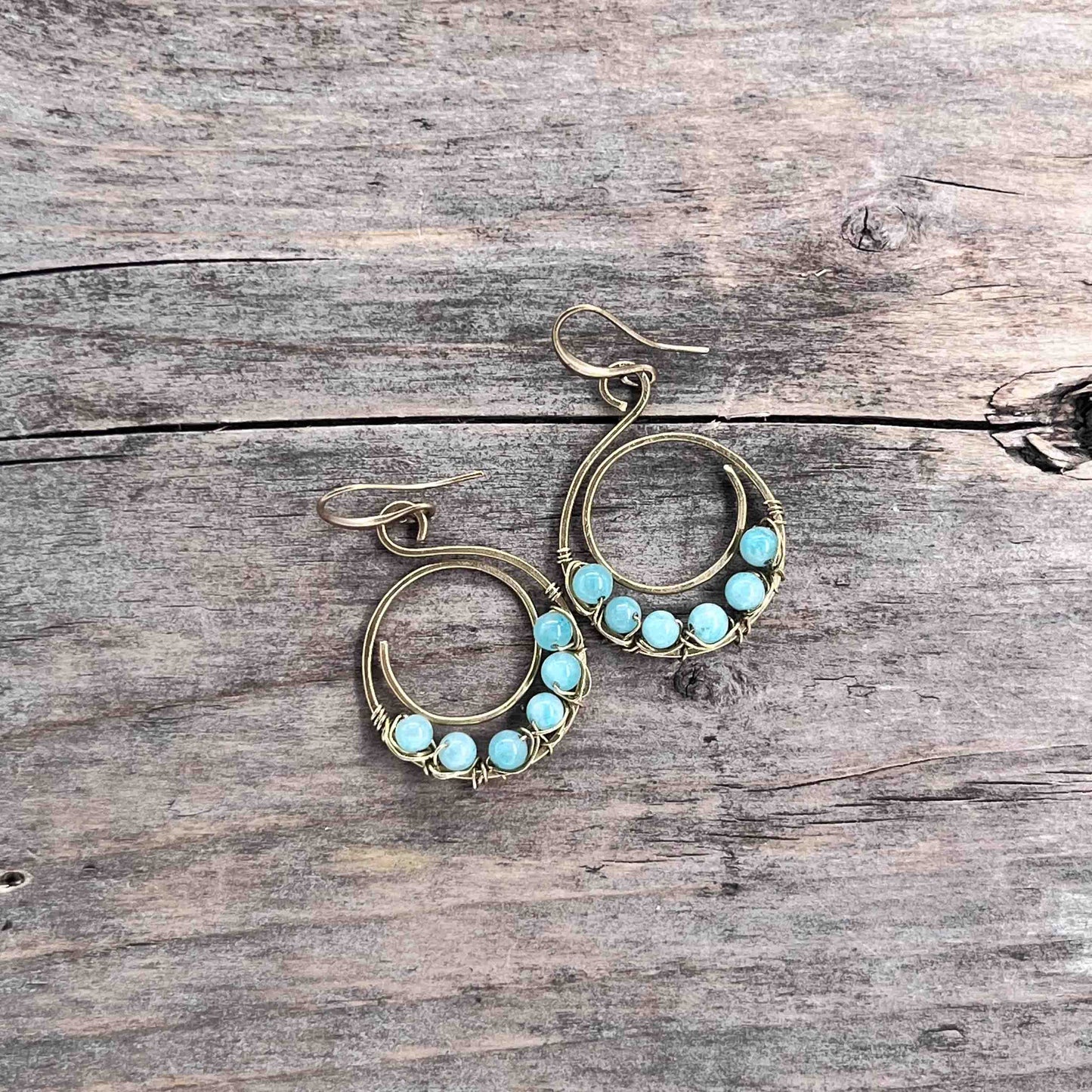 Messing Hoops med Amasonitt - 45 mm - 565