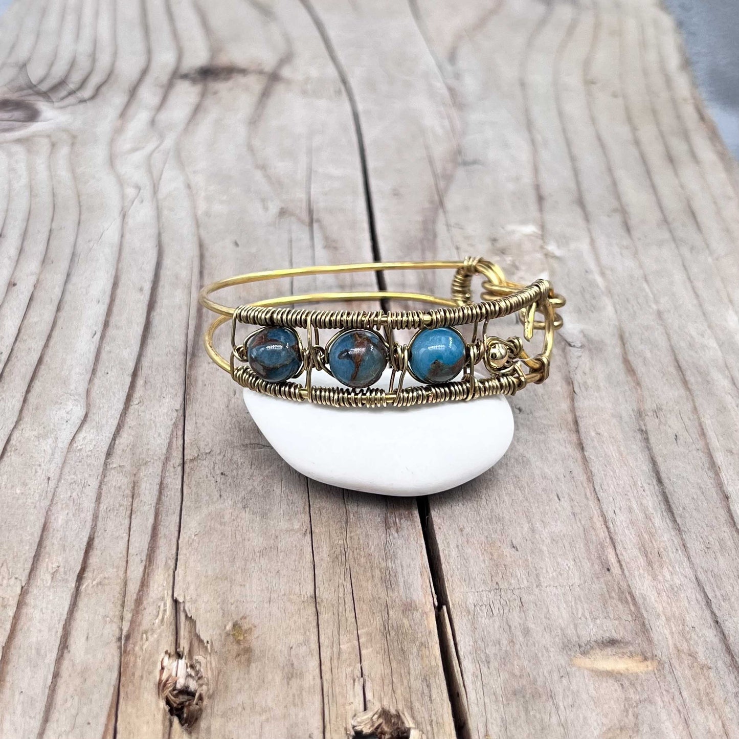 Messing Armring med Aquamarinkvarts - 581