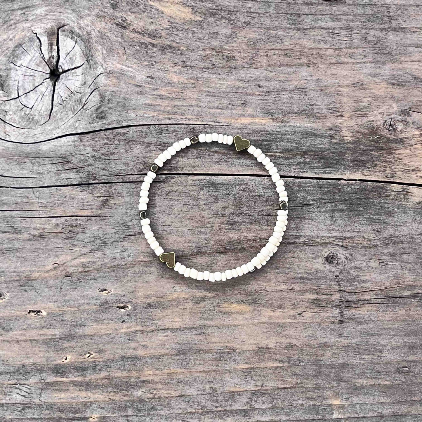 Messing Armebånd Memorywire med Seed Beads - 596