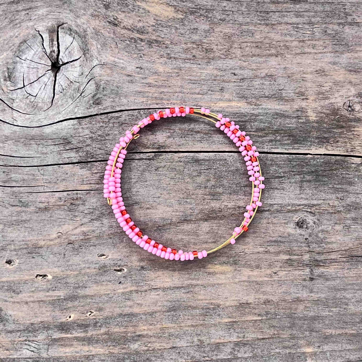 Messing Armebånd Memorywire med Seed Beads - 611