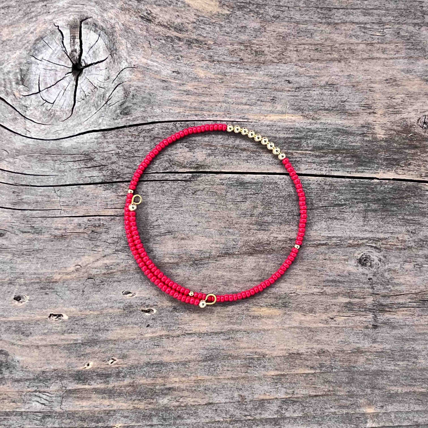 Messing Armebånd Memorywire med Seed Beads - shiny - 617