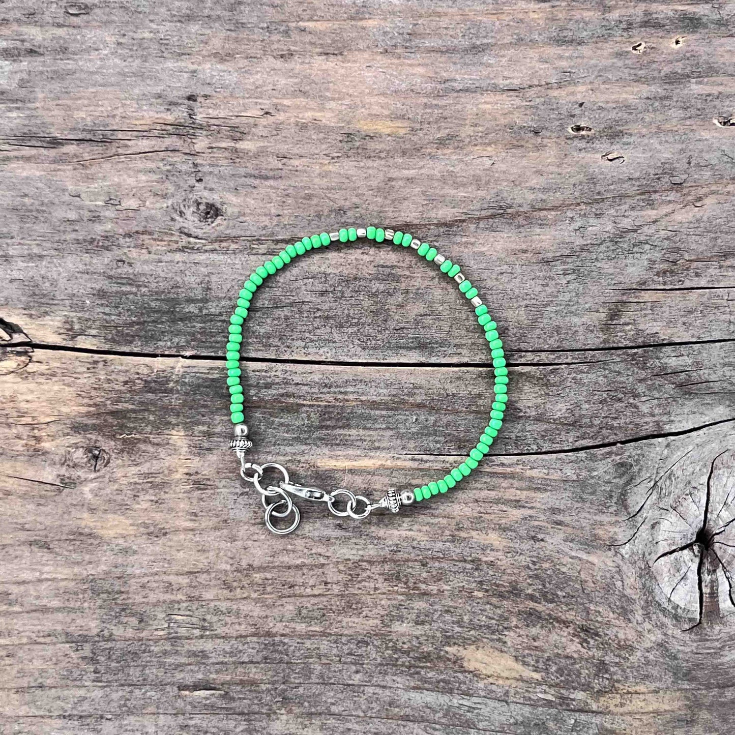 Sølv Armebånd med Seed Beads - 651