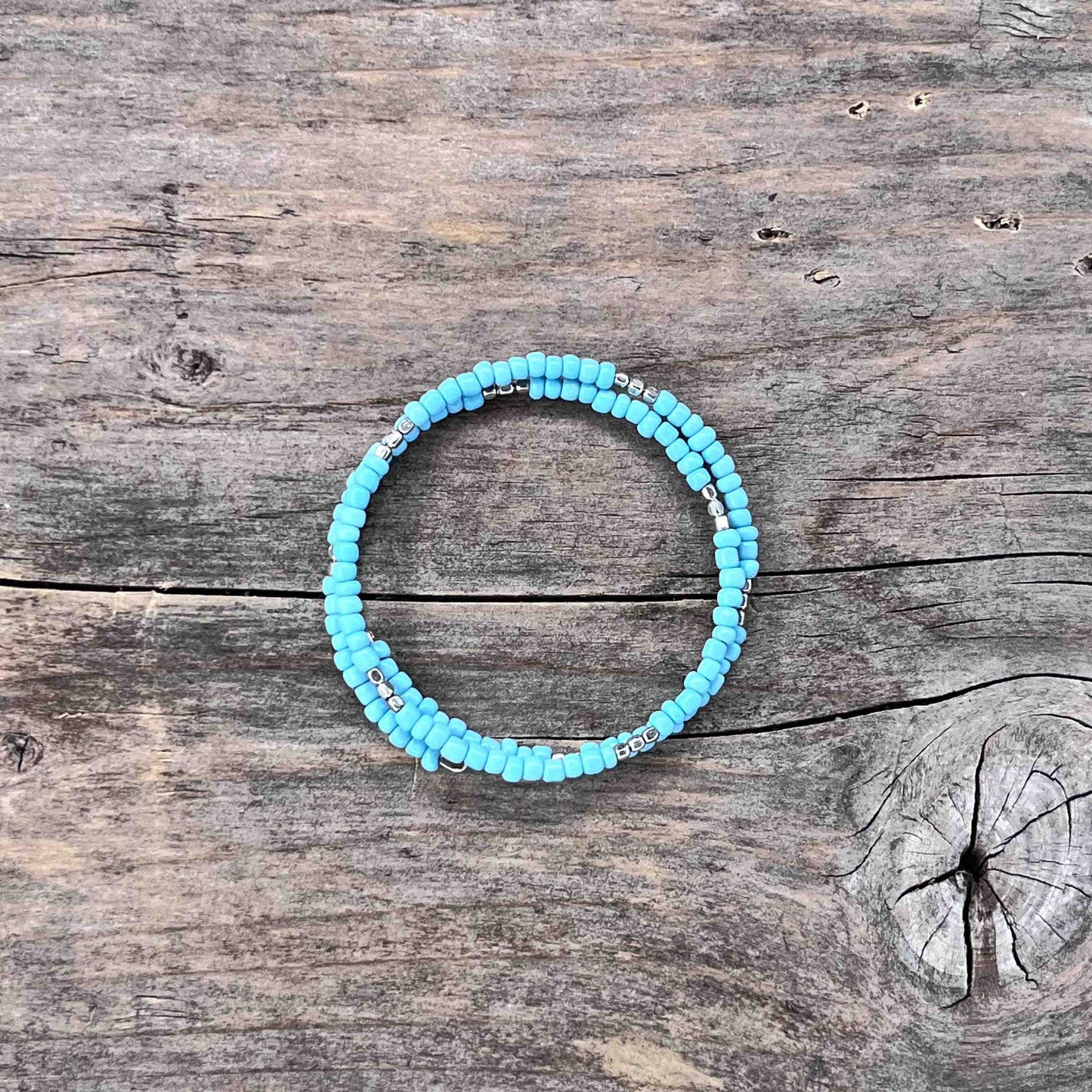 Sølv Armebånd Memorywire med Seed Beads - 674