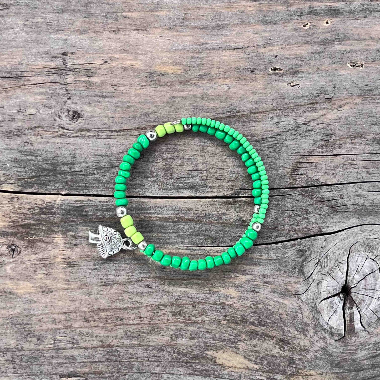 Sølv Armebånd Memorywire med Seed Beads - 679