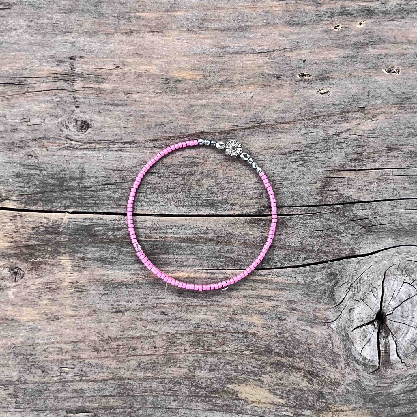 Sølv Armebånd Memorywire med Seed Beads - 687