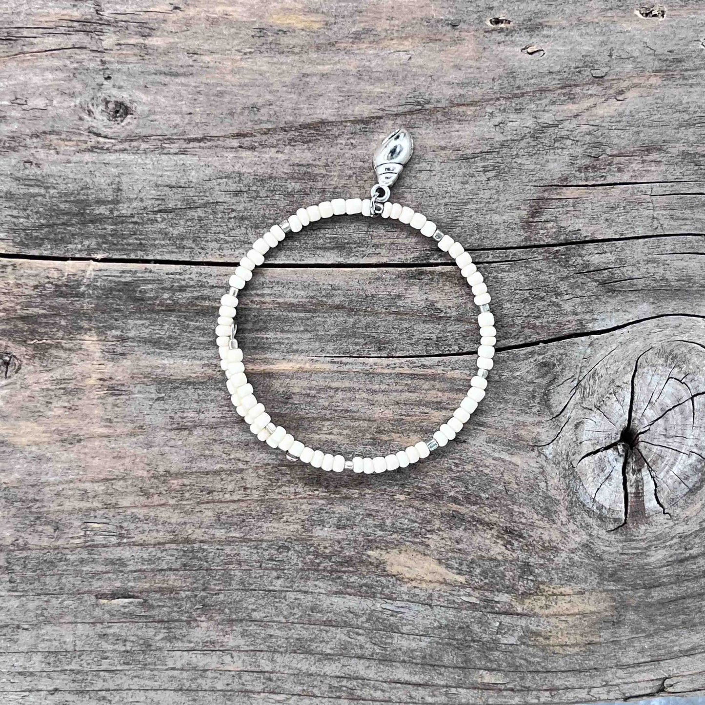 Sølv Armebånd Memorywire med Seed Beads - 689