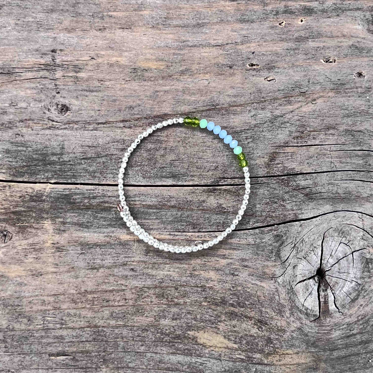 Sølv Armebånd Memorywire med glass - 692