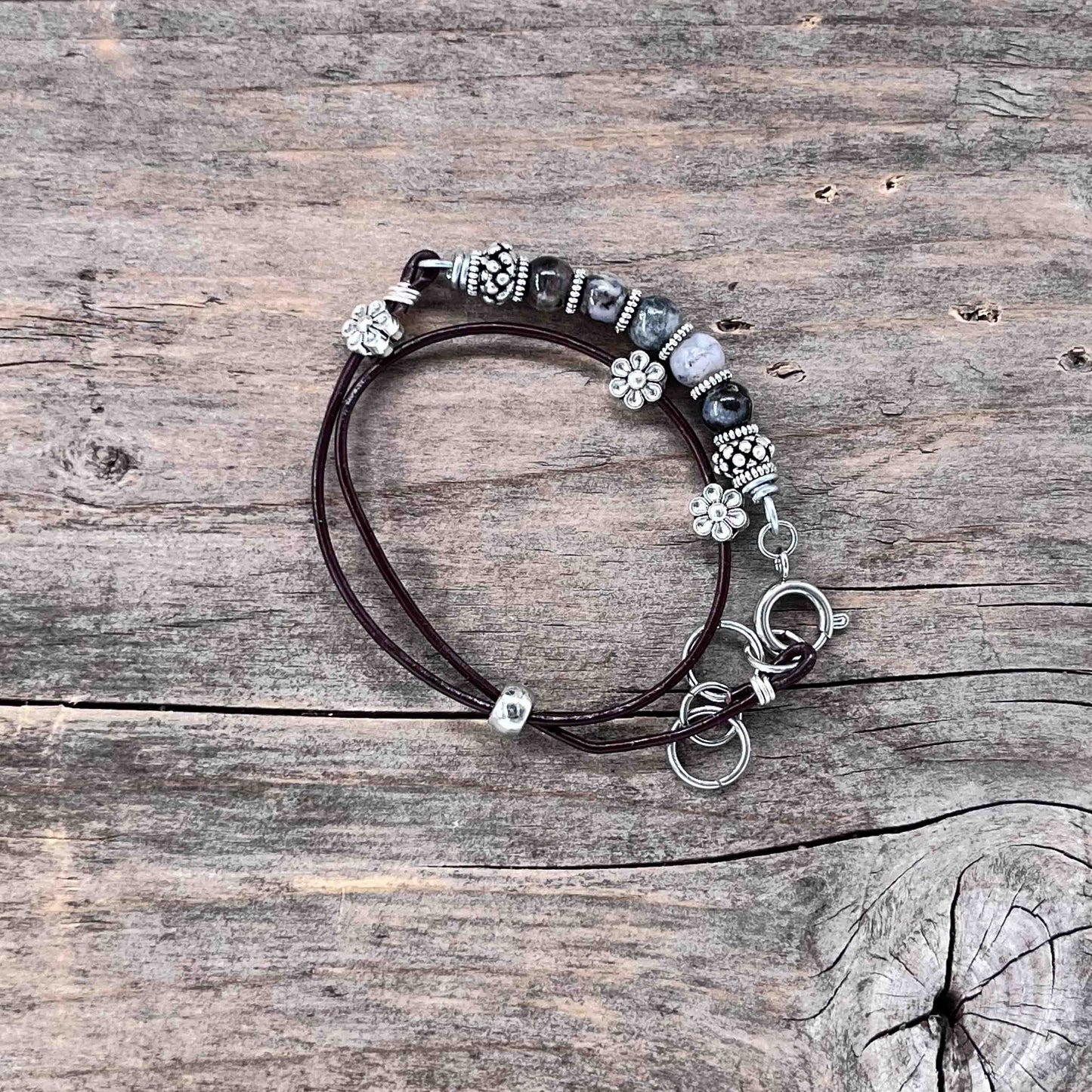 Armbånd i Sølv med Skinn - 726