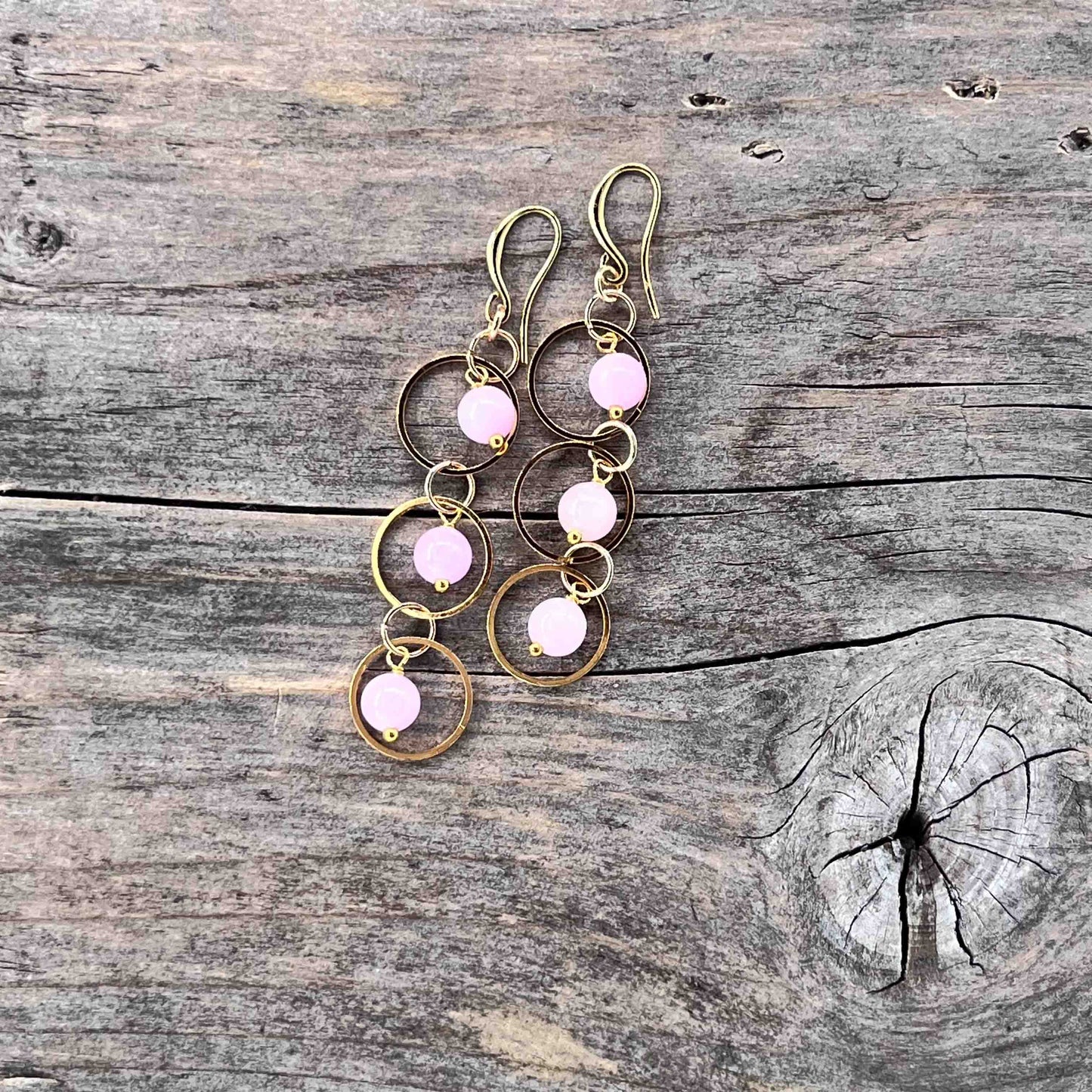 Øredobber i Gull med Jade - 65 mm - 736