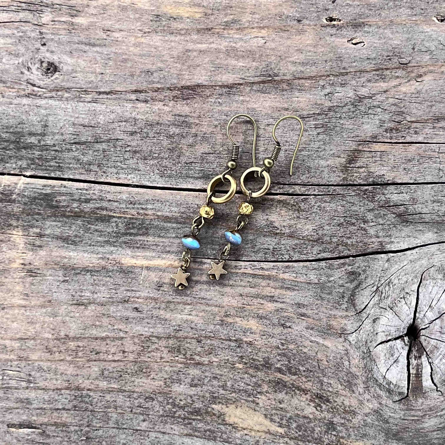 Øredobber i Messing med Glassperle - 50 mm - 764