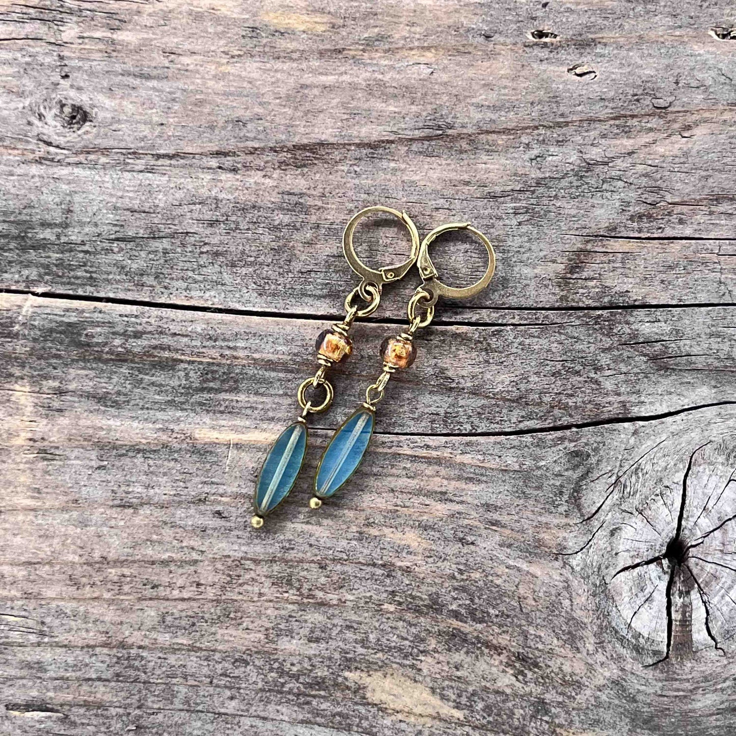 Øredobber i Messing med Glassperle - 55 mm - 766