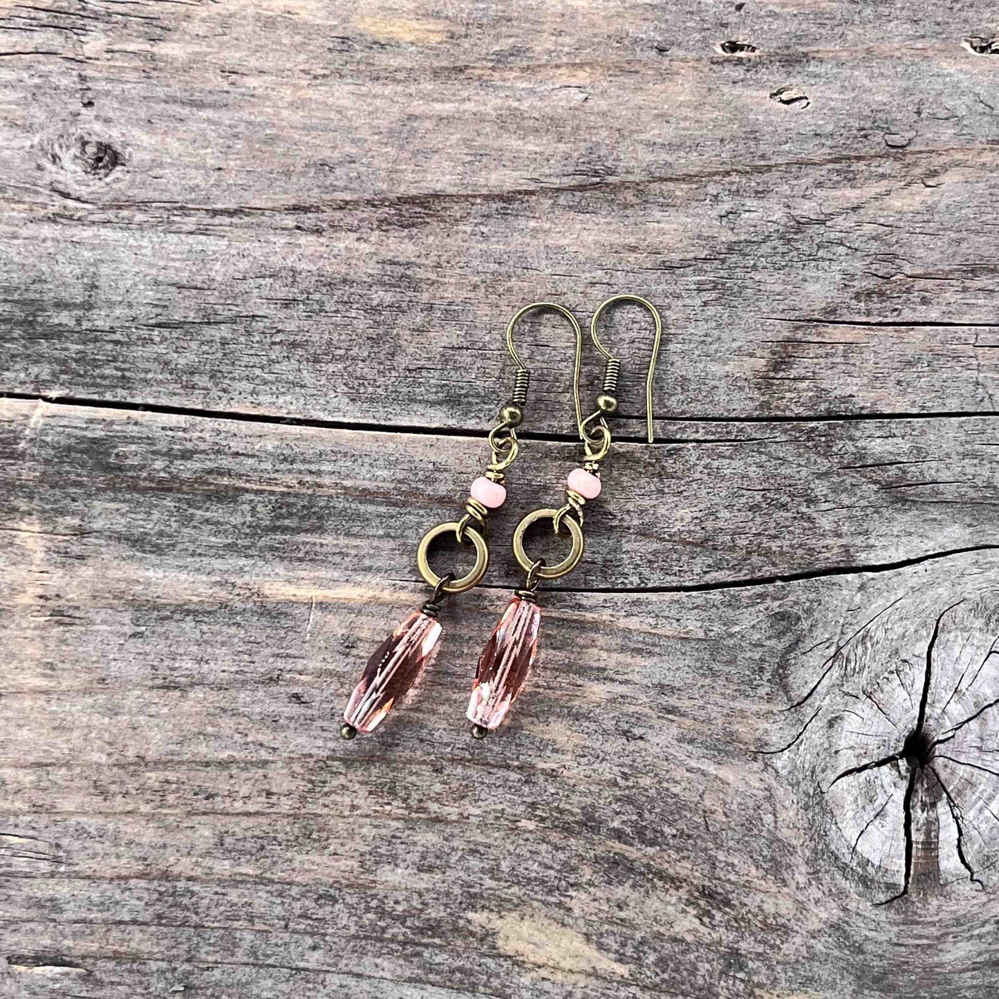 Øredobber i Messing med Glassperle - 55 mm - 767