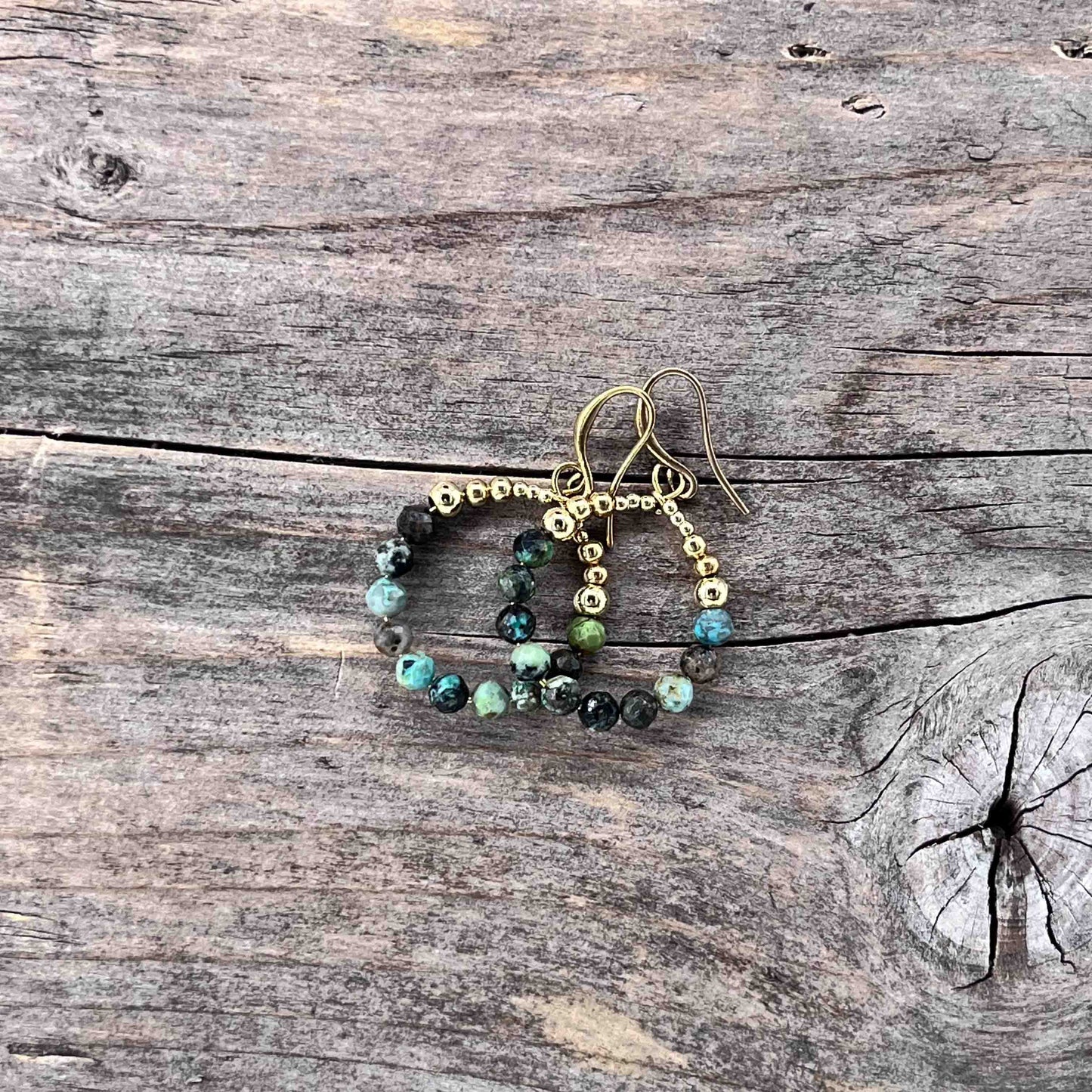 Messing Hoops med Afrikansk Turkis - 40 mm - 770