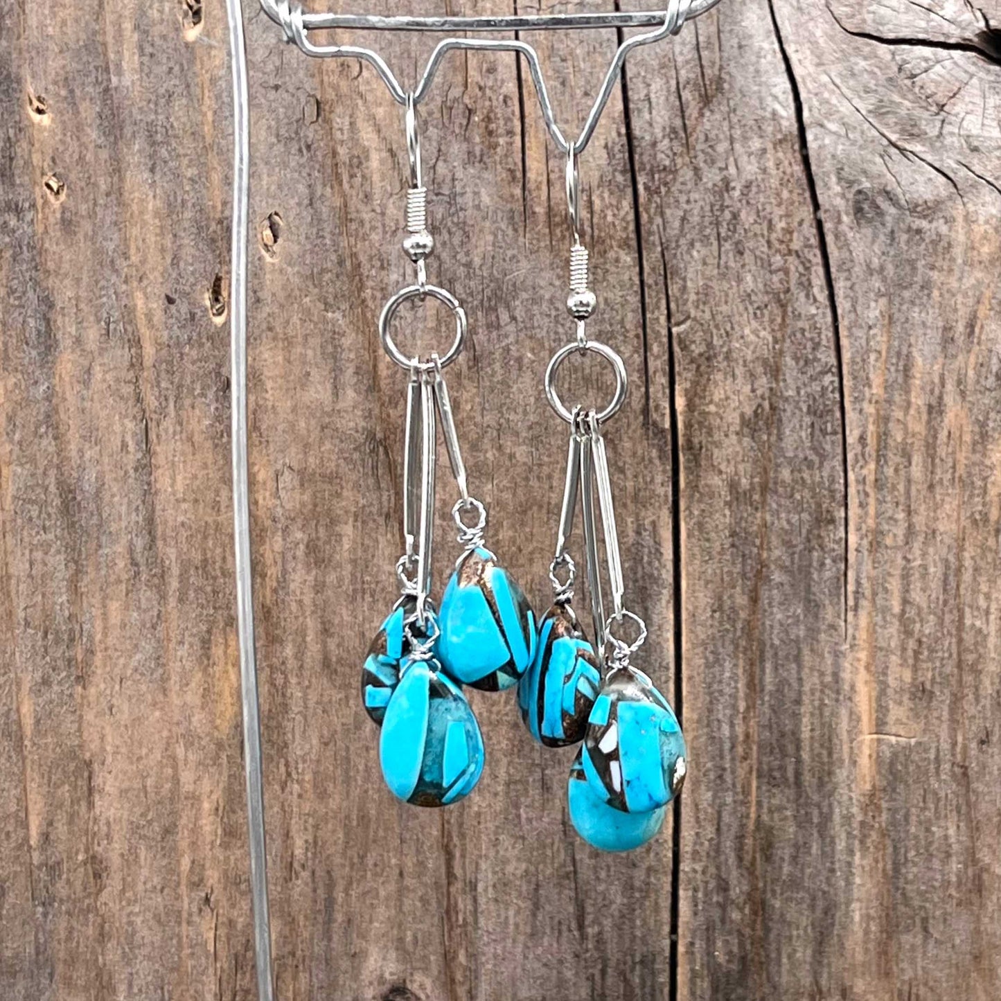 Øredobber i Sølv med Turkis - 65 mm - 849