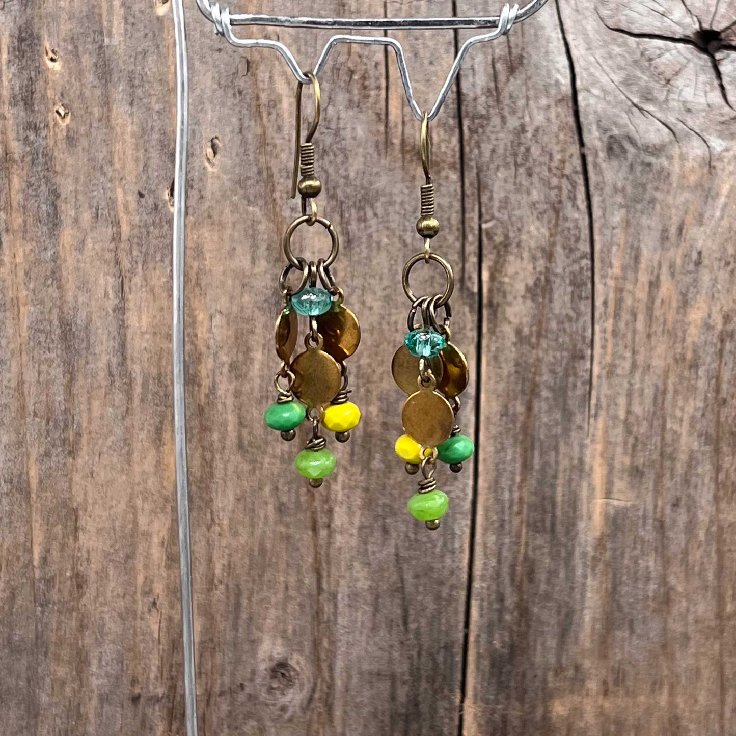 Øredobber i Messing med Glassperle - 50 mm - 877