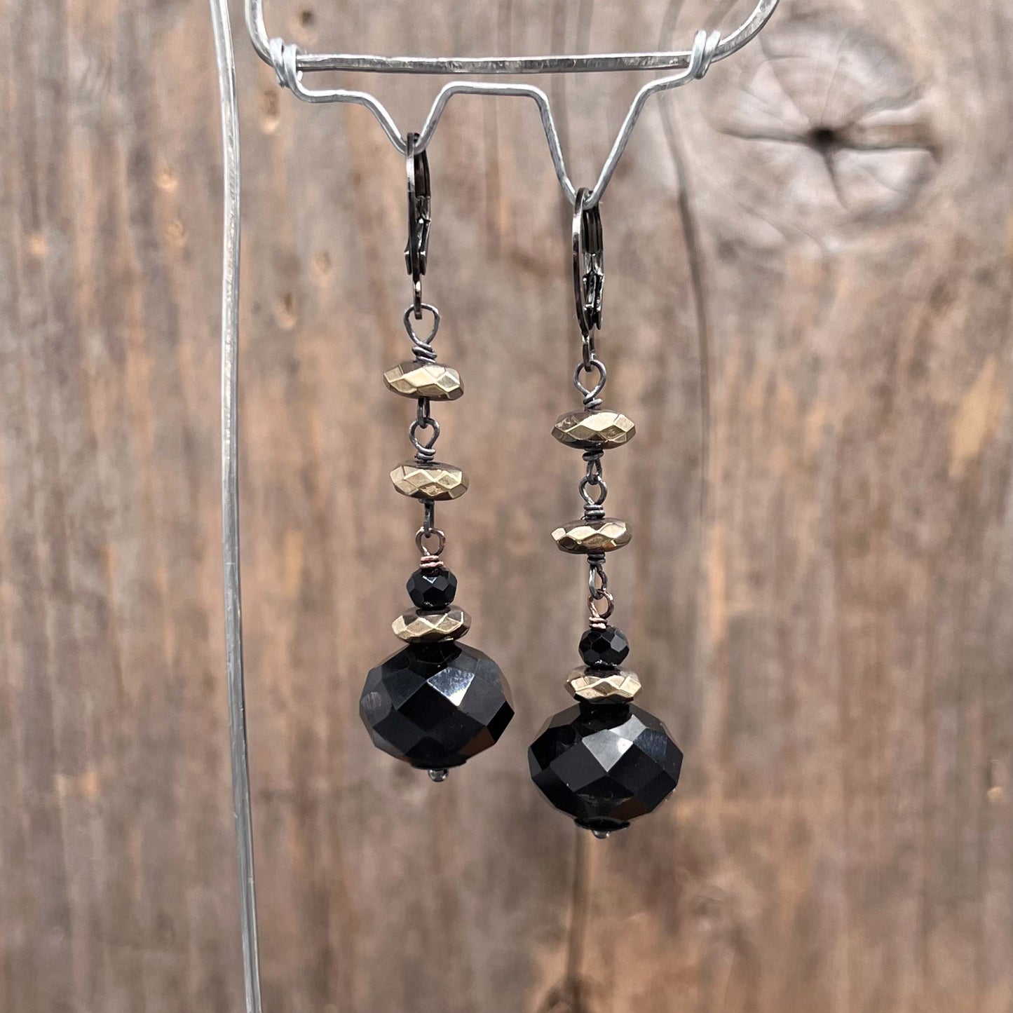 Gunmetal Øredobber med Hematitt - 55 mm - 891