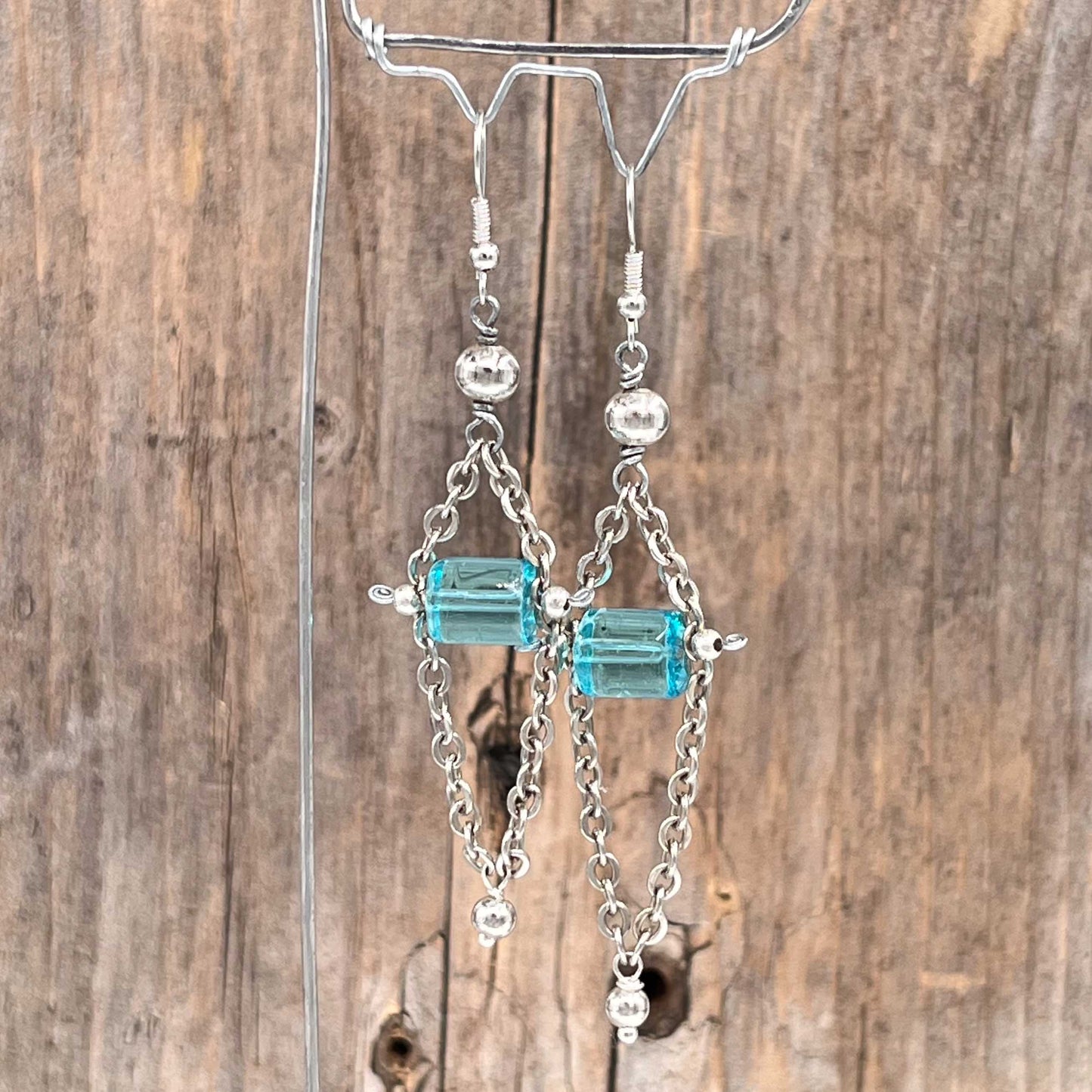 Øredobber i Sølv med Glassperler - 75 mm - 933