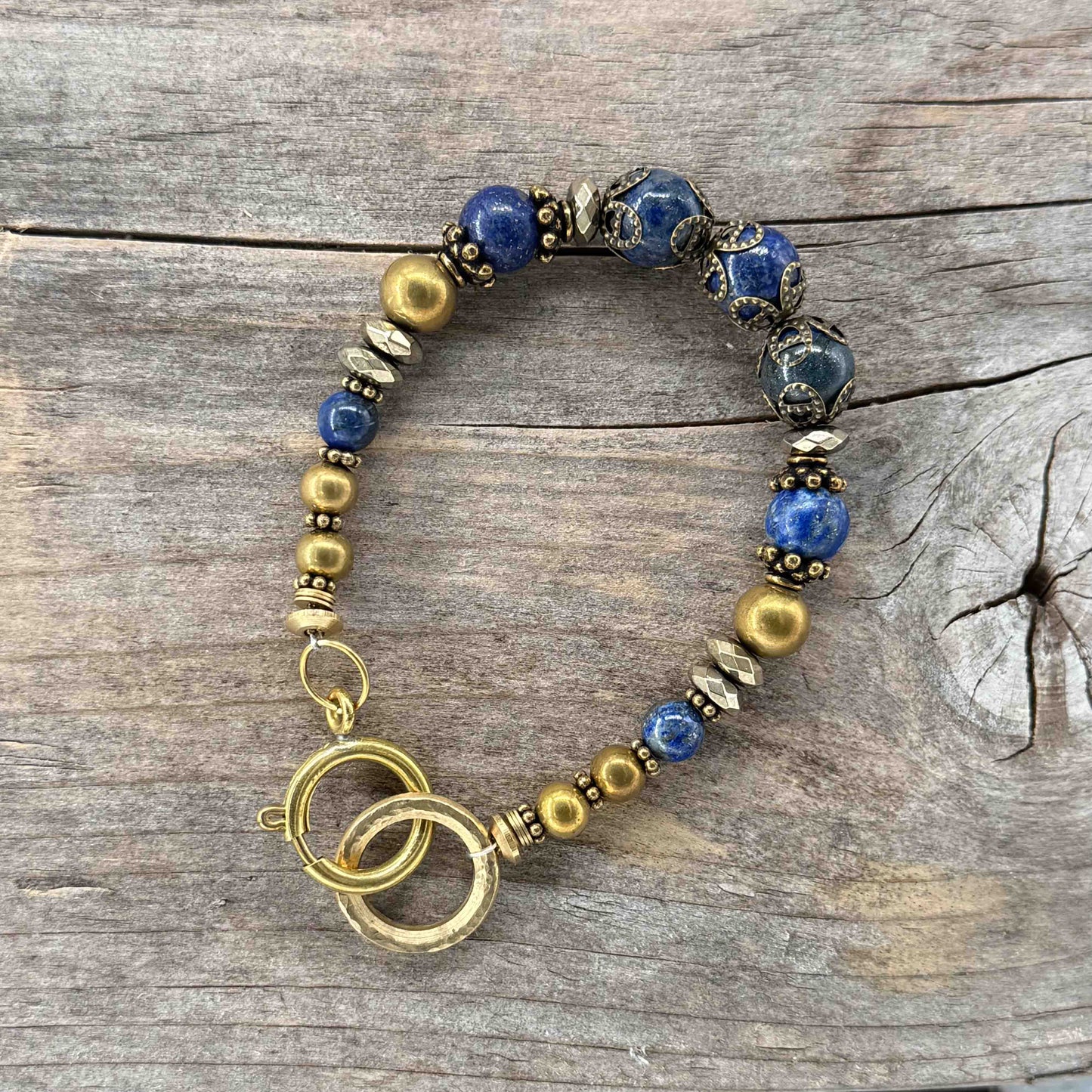 Messing Armbånd med Lapis Lazur