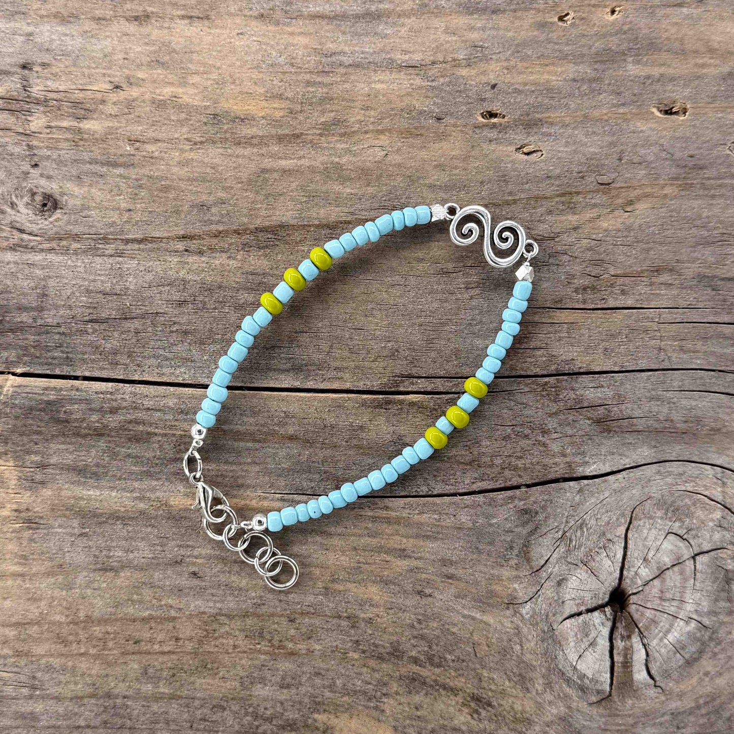 Sølv Armbånd med Glass (seedbeads)