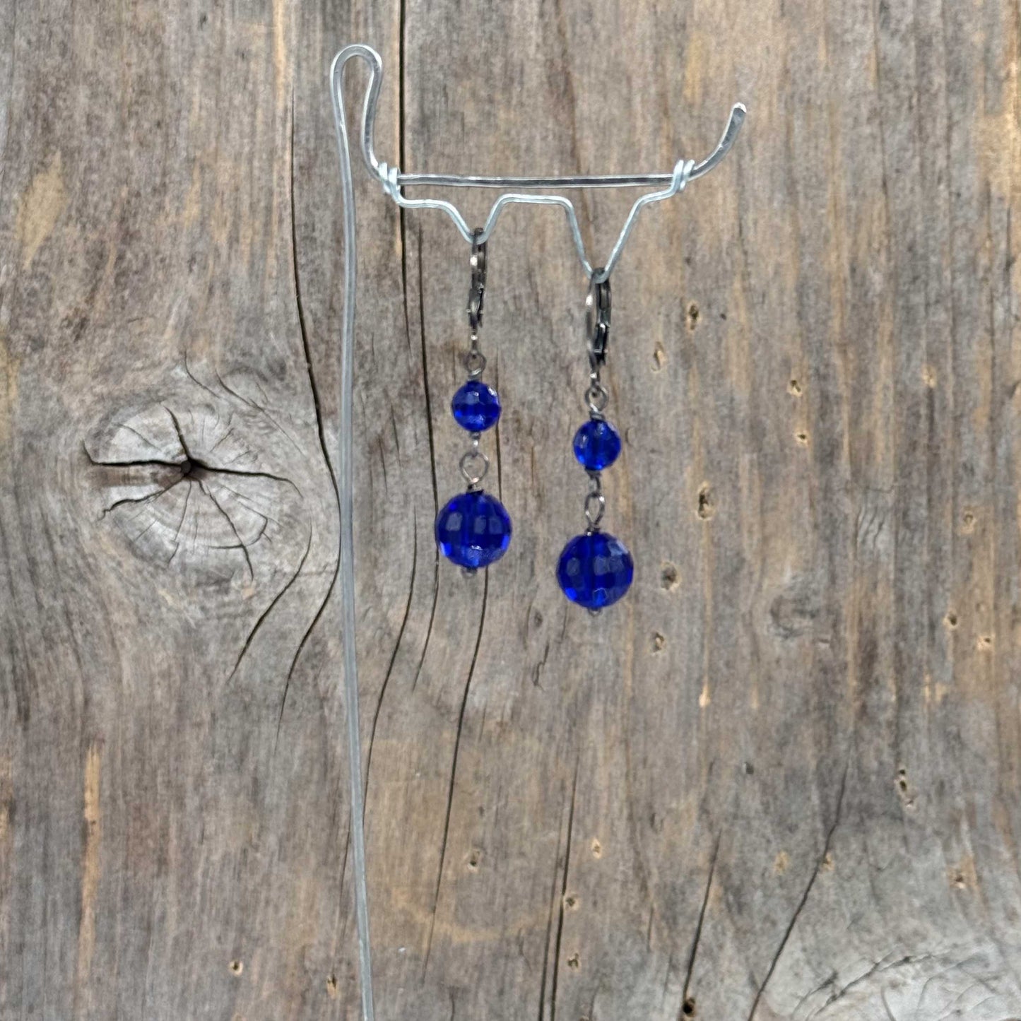 Sorte Øredobber med Glass