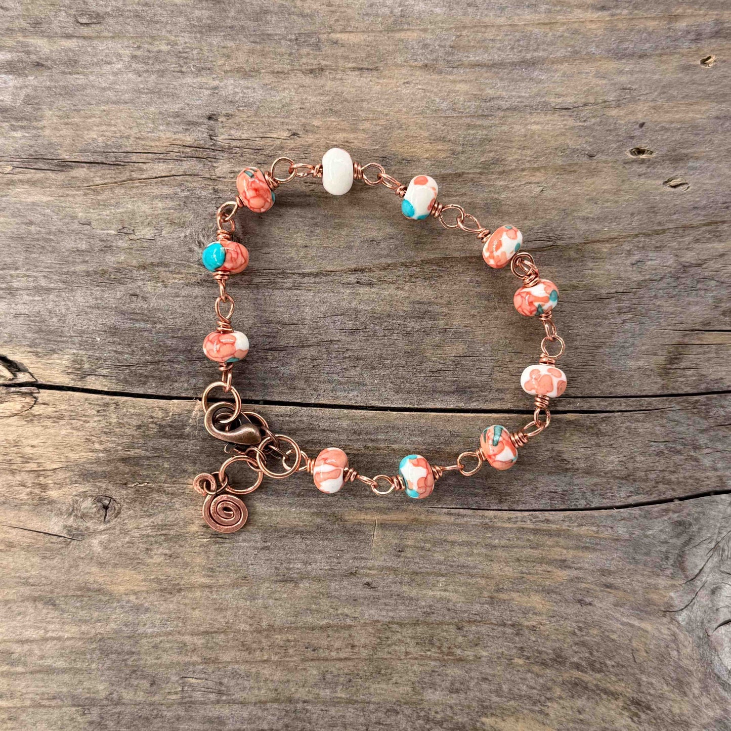 Kobber Armbånd med Rainforest Flowerstone