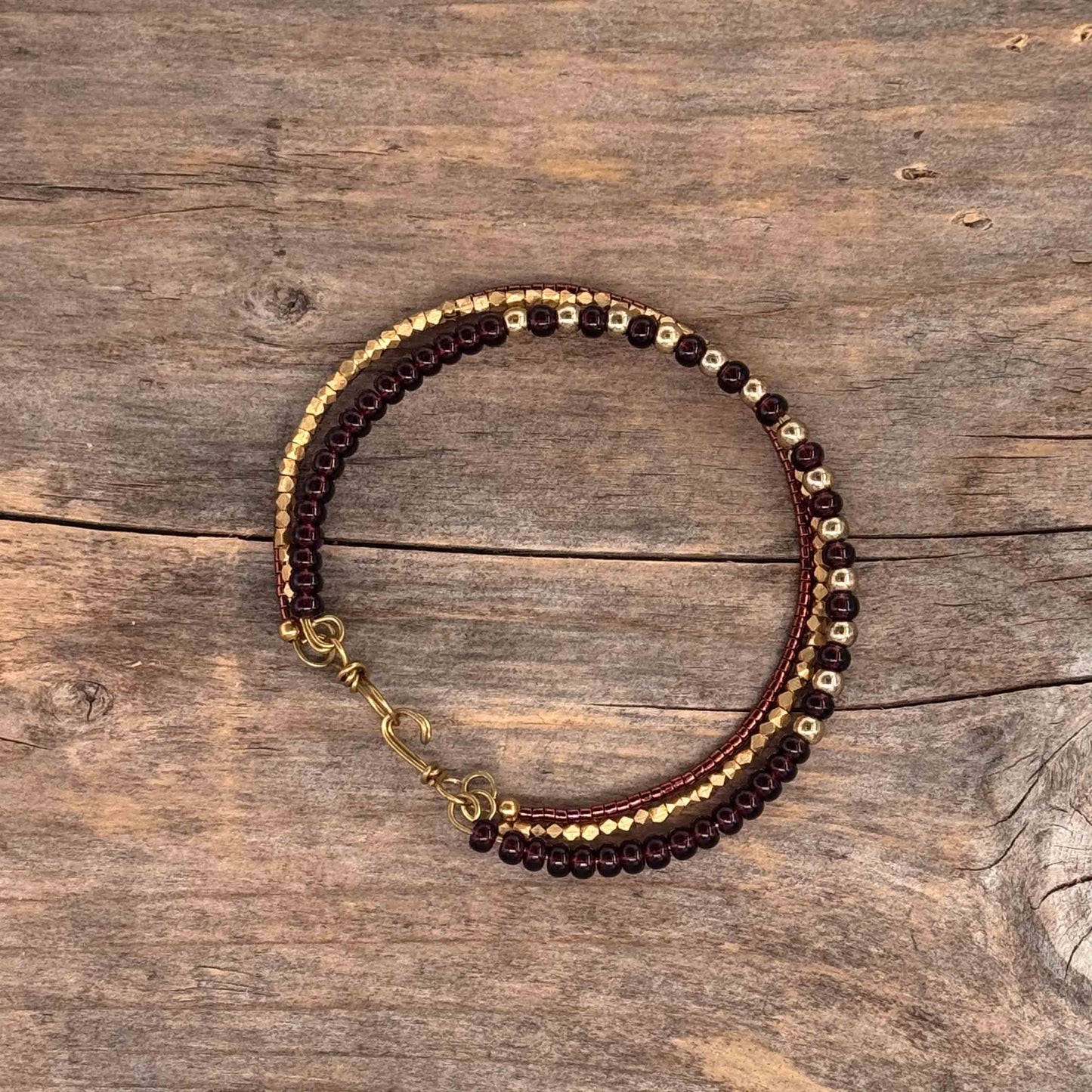 Messing Armbånd med Ametyst (2 mm) trippel
