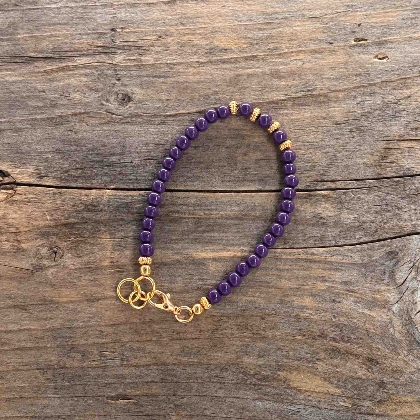 Messing Armbånd med Glass (5 mm lilla)
