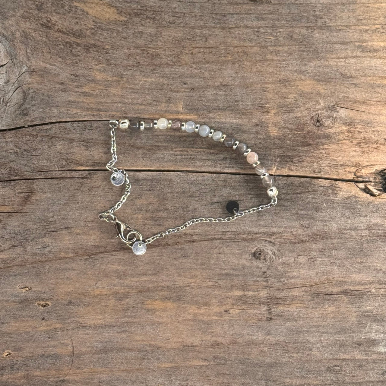 Sølv Armbånd med Agat (grå 3mm)