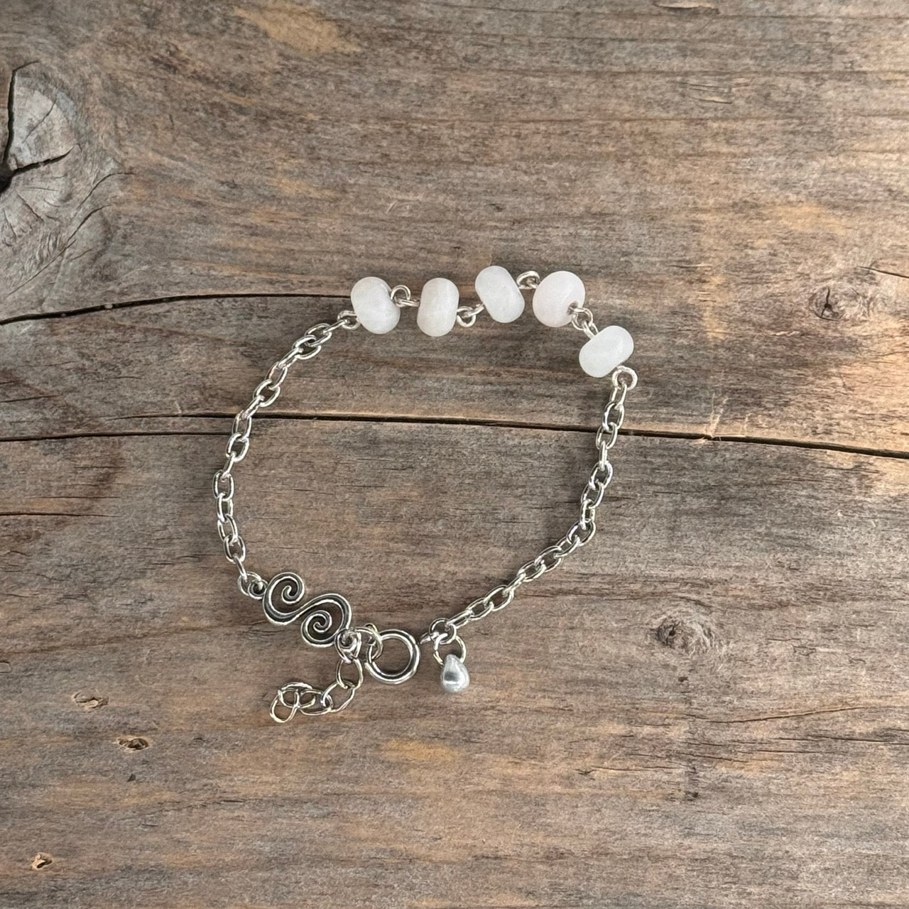 Sølv Armbånd med Kvarts (rosen, sølv wire)