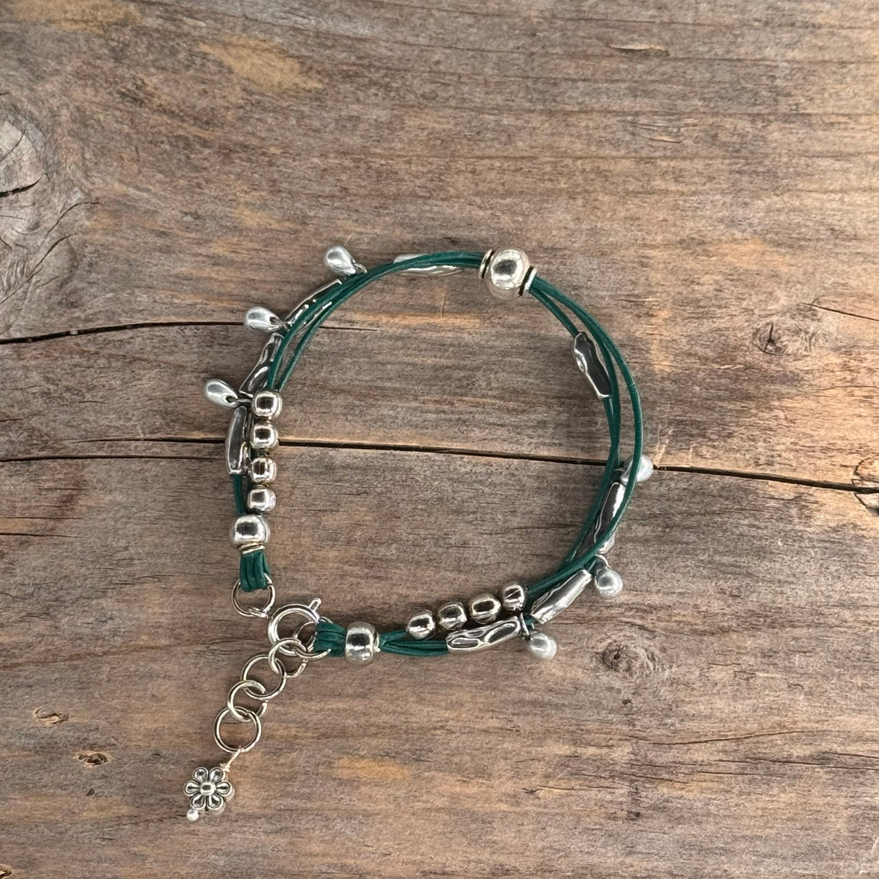 Armbånd i skinn med Sølv (stål)