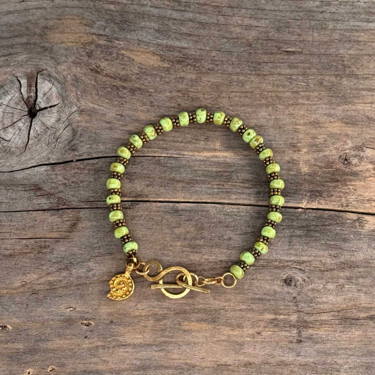 Messing Armbånd med Glass