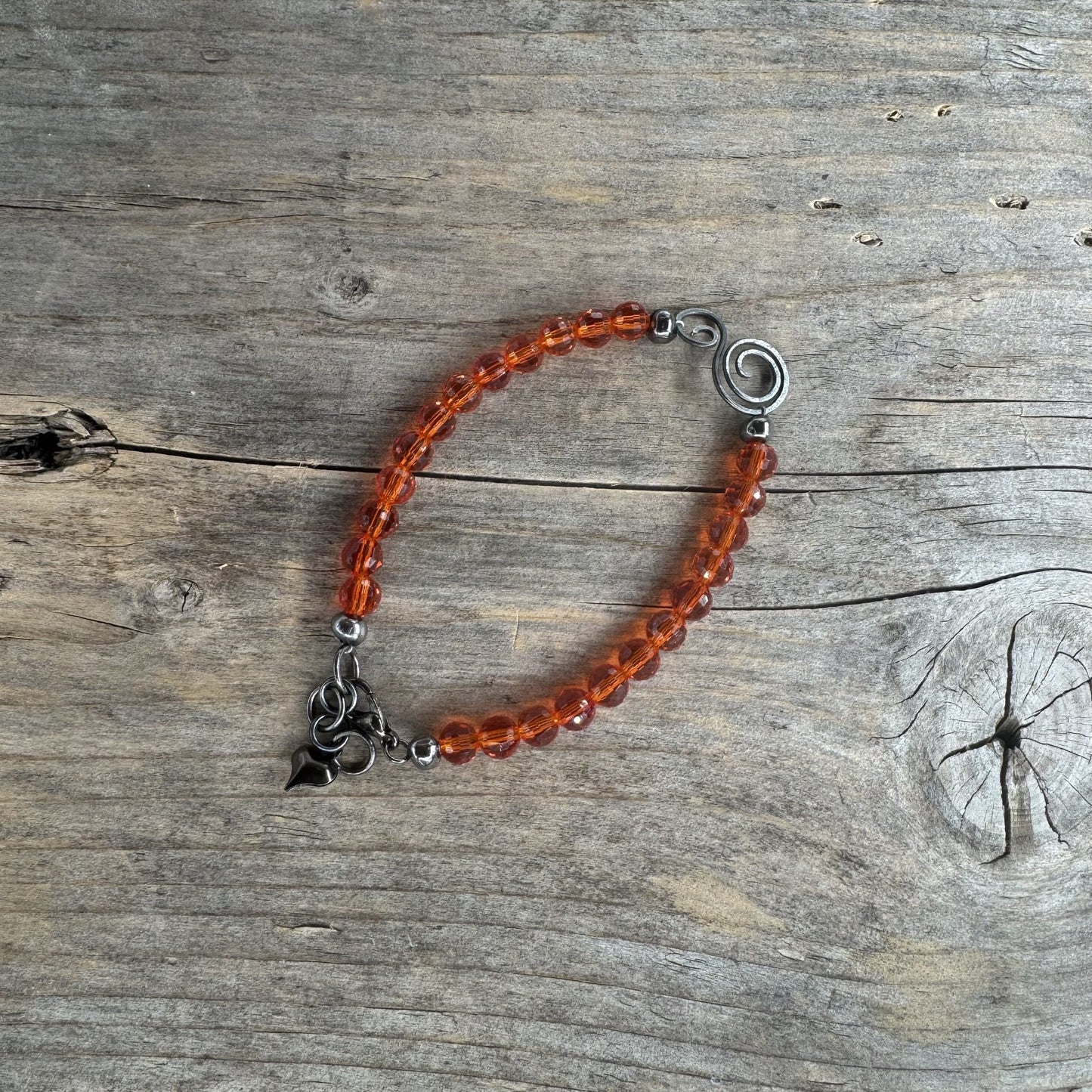Gunmetal Armbånd med Glass