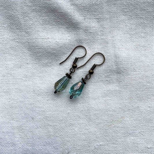 Øredobber i Messing med Glassperle - 25 mm - 7