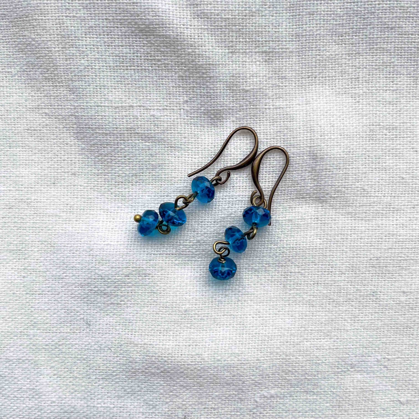 Øredobber i Messing med Glassperle - 40 mm - 10