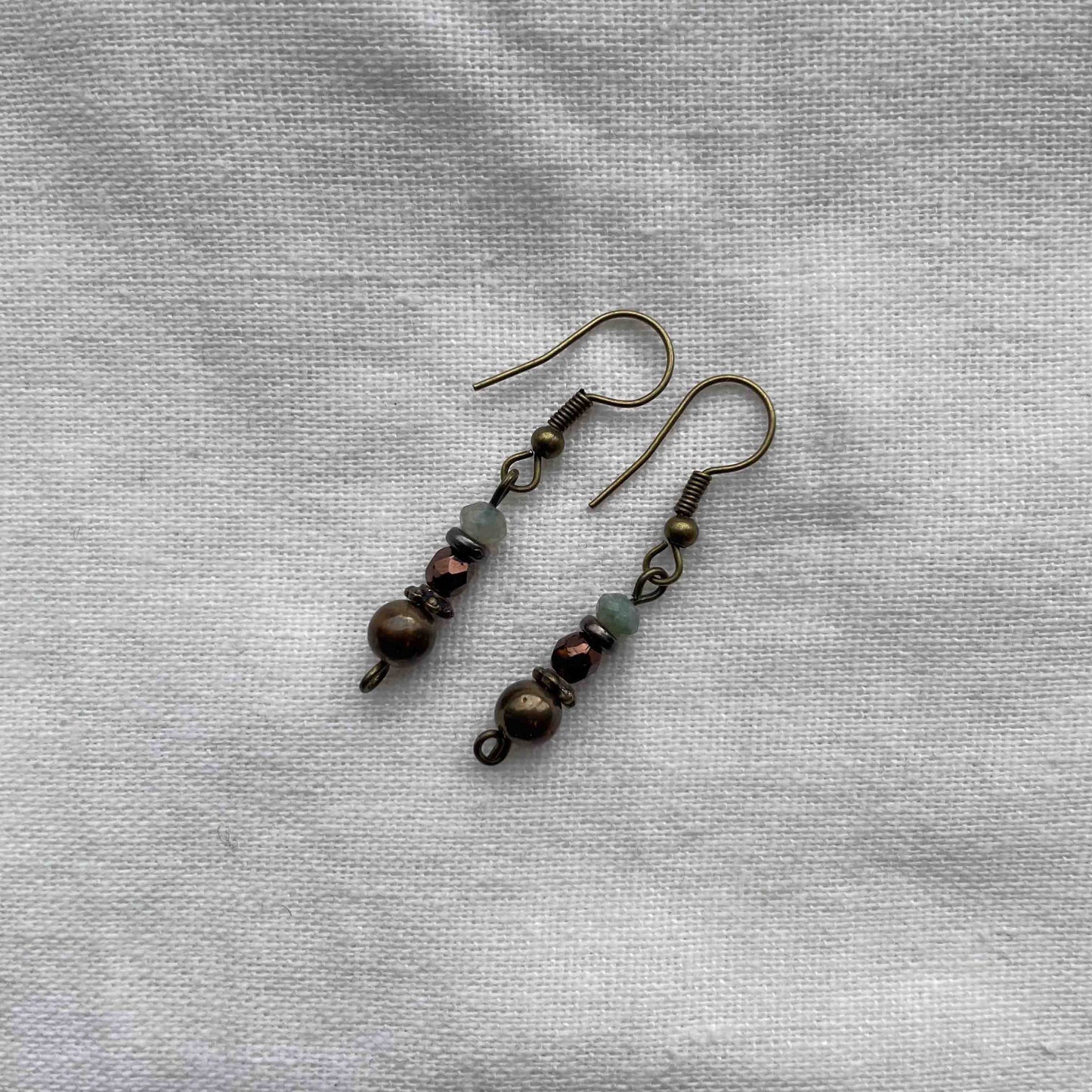 Øredobber i Messing med Glassperle - 40 mm - 11