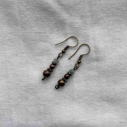 Øredobber i Messing med Glassperle - 40 mm - 11