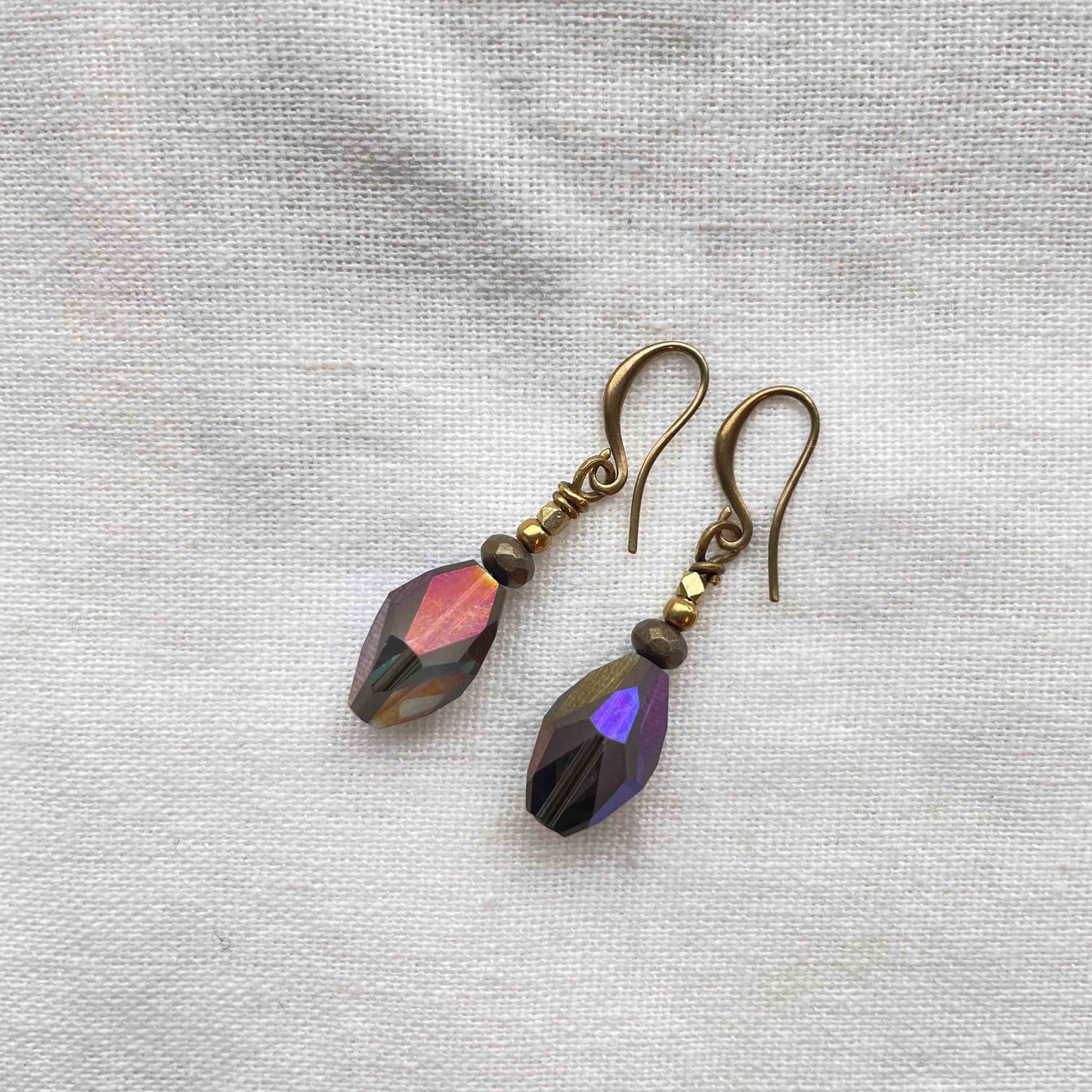 Øredobber i Messing med Glassperle - 40 mm - 16