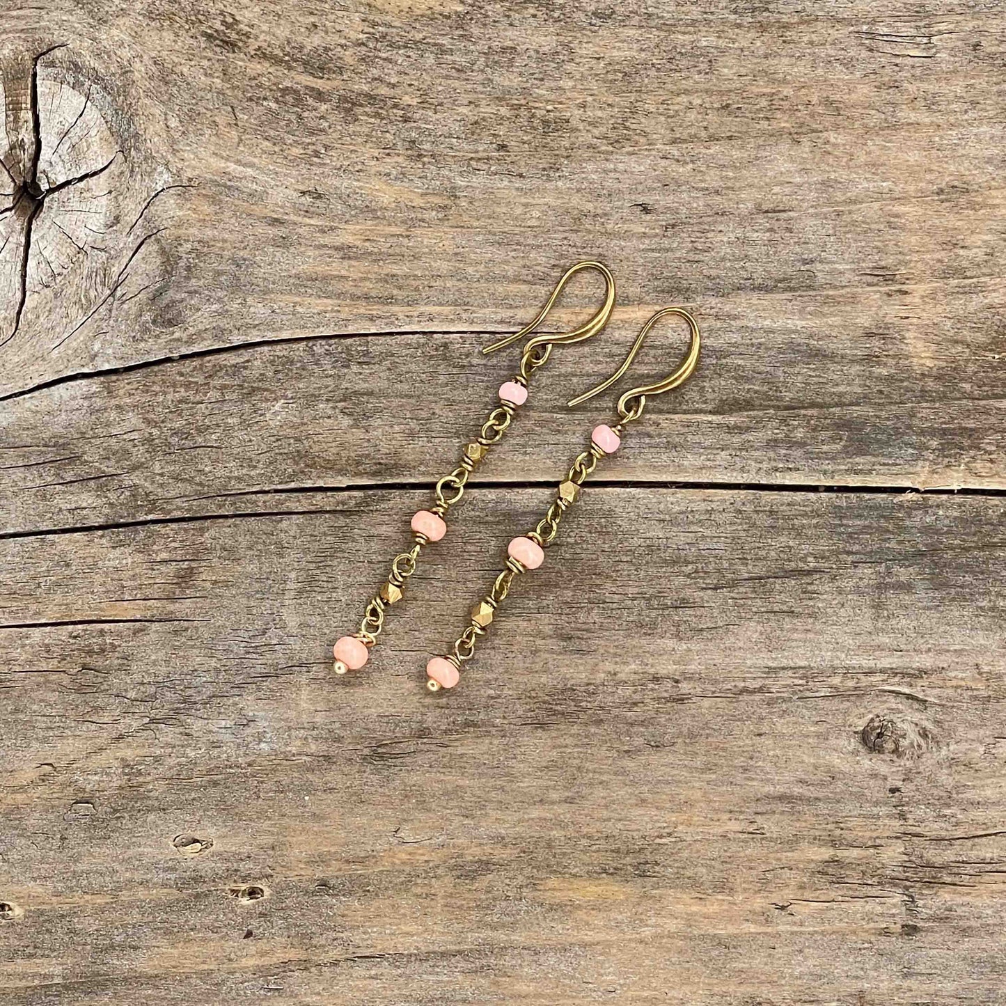 Messing Øredobber med Seed Beads - 55 mm - 34