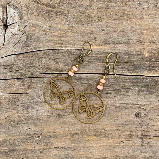 Øredobber i Messing med Glassperle - 50 mm - 45