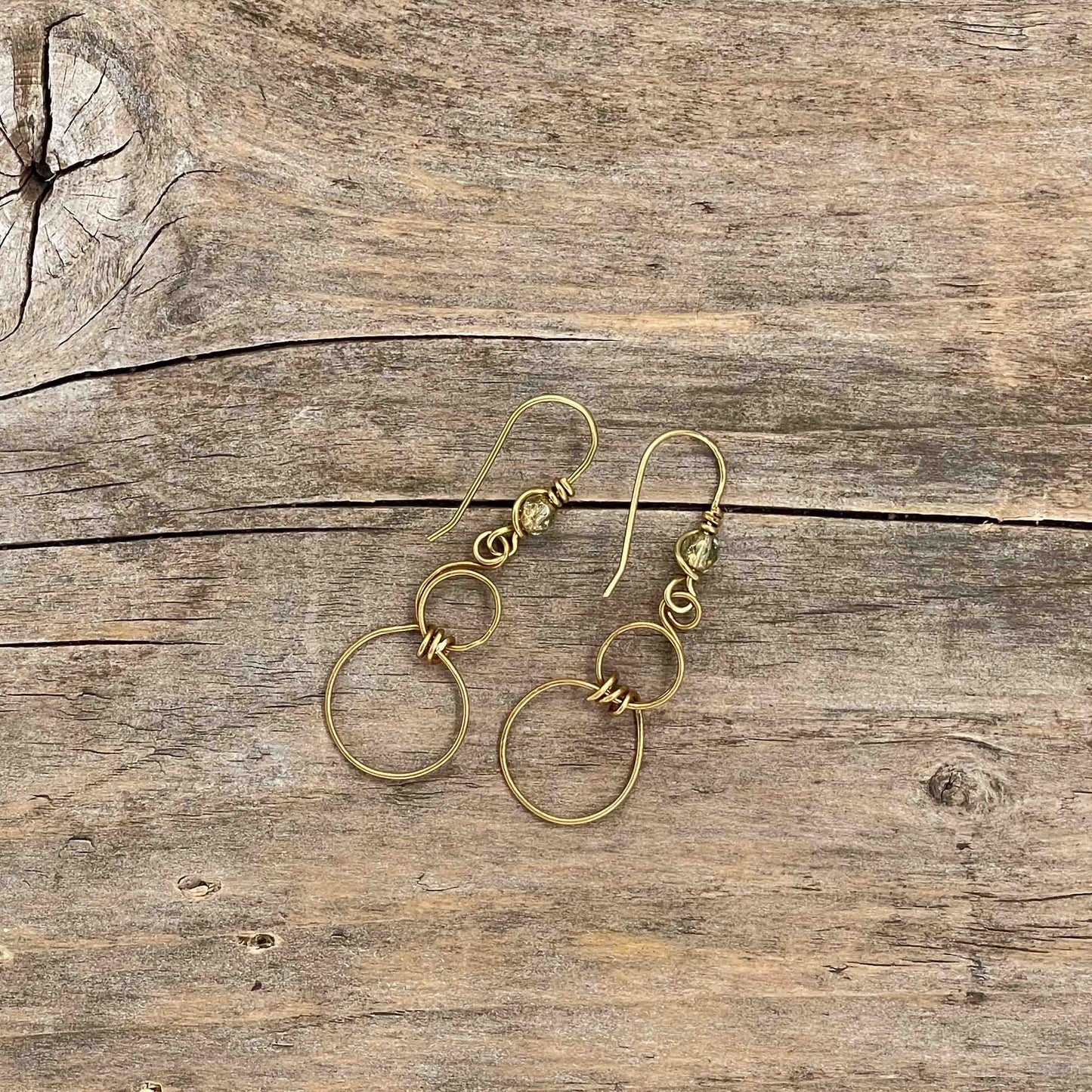 Øredobber i Messing med Glassperle - 40 mm - 46