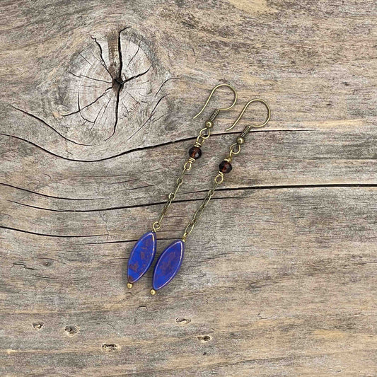 Øredobber i Messing med Glassperle - 70 mm - 51