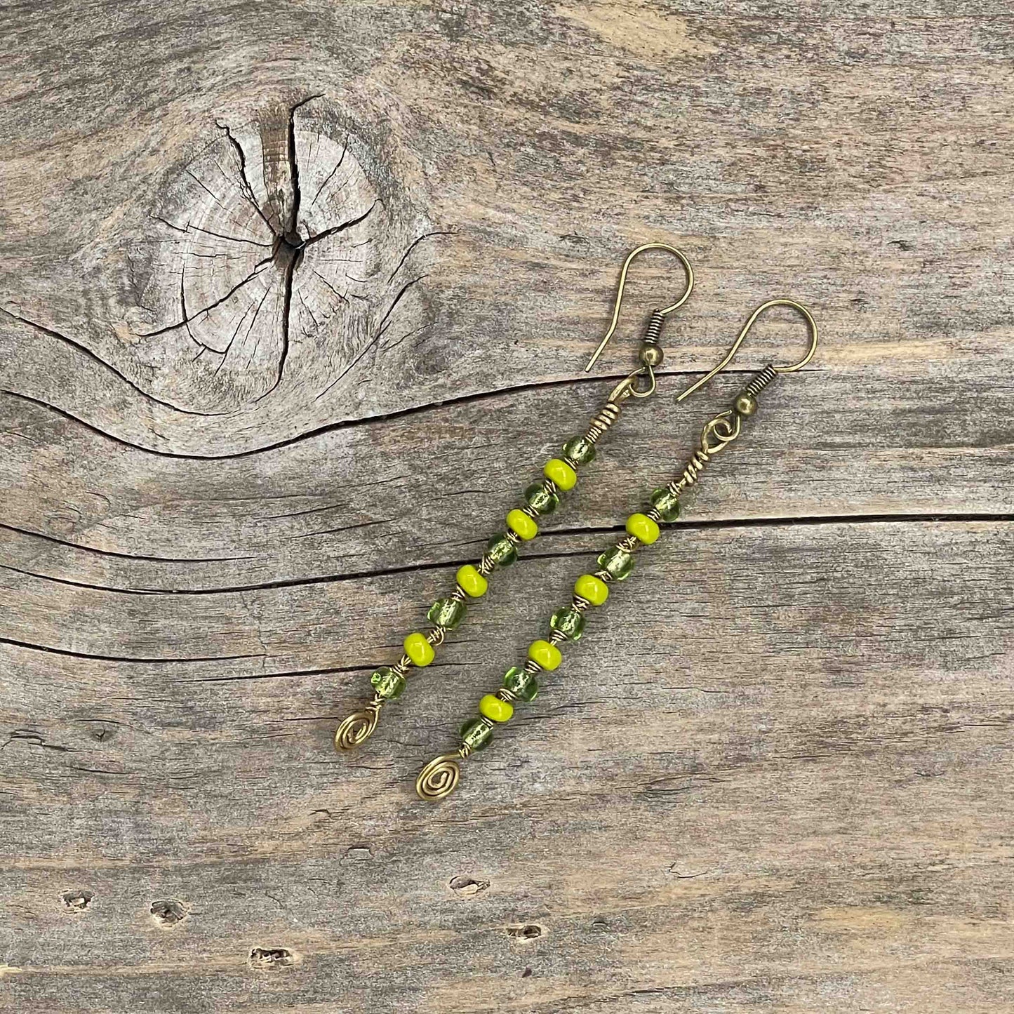 Øredobber i Messing med Glassperle - 70 mm - 52