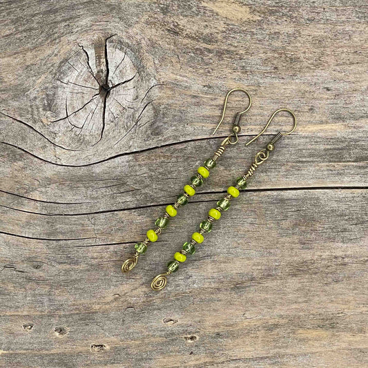 Øredobber i Messing med Glassperle - 70 mm - 52