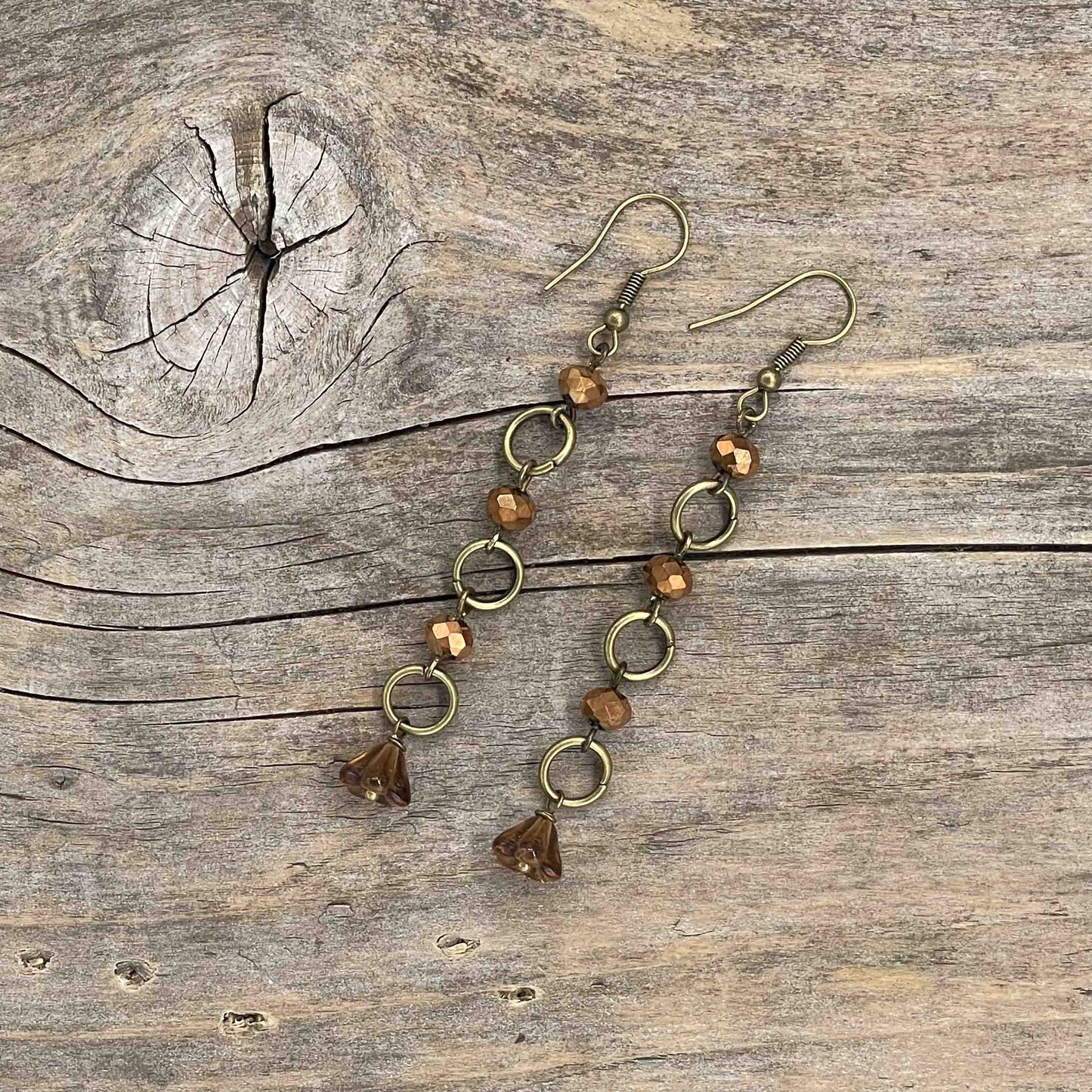 Øredobber i Messing med Glassperle - 75 mm - 53