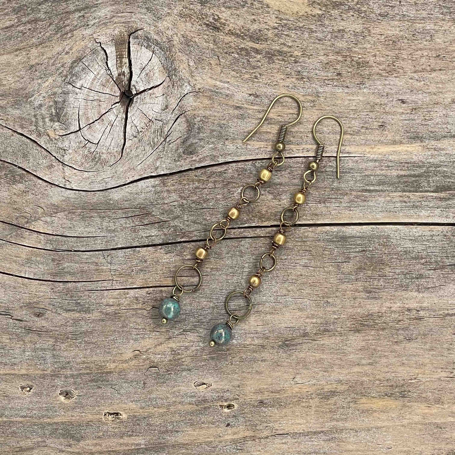 Øredobber i Messing med Glassperle - 70 mm - 55