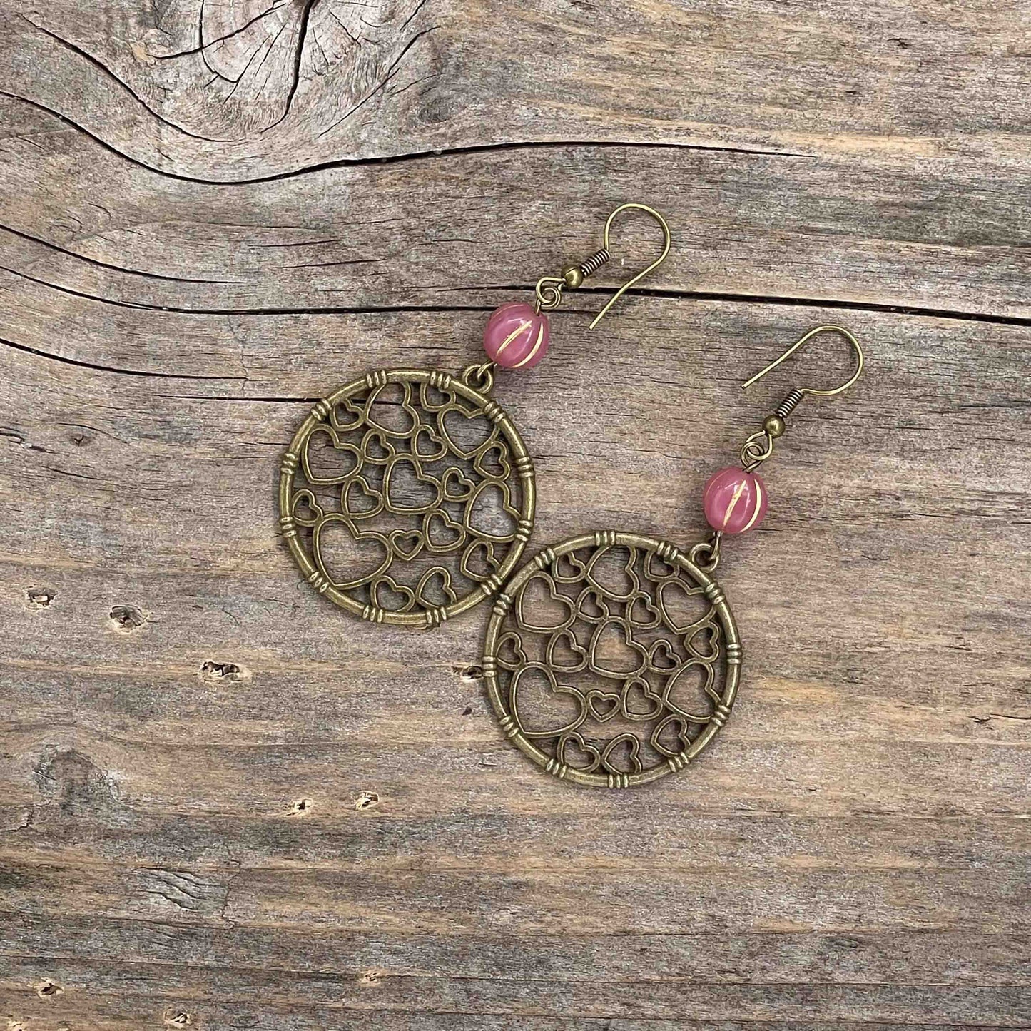 Øredobber i Messing med Glassperle - 65 mm - 80