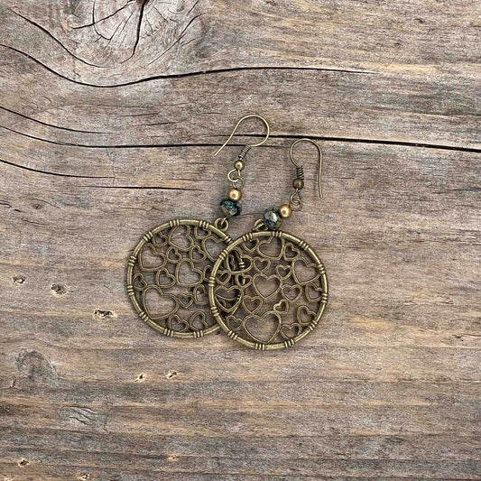 Øredobber i Messing med Glassperle - 65 mm - 81