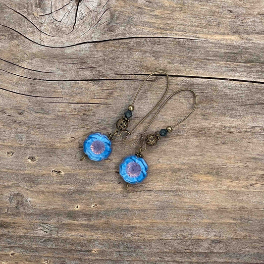 Øredobber i Messing med Glassperle - 50 mm - 84