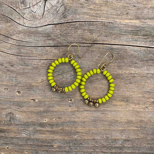 Messing Hoops med Seed Beads - 50 mm - 95