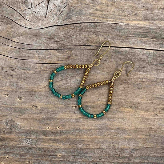 Messing Hoops med Seed Beads - 60 mm - 96